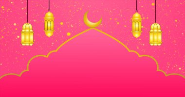 İslami tasarım arka plan. Kutlamalar, selamlar, Ramazan Kareem, Kurban Bayramı ve Kurban Bayramı için tasarlanmış ay tasarım feneri. Kopyalama alanı olan havalı tasarım arkaplanı.