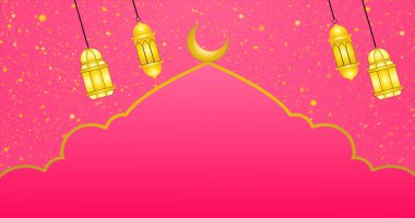İslami tasarım arka plan. Kutlamalar, selamlar, Ramazan Kareem, Kurban Bayramı ve Kurban Bayramı için tasarlanmış ay tasarım feneri. Kopyalama alanı olan havalı tasarım arkaplanı.