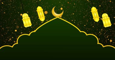 İslami tasarım arka plan. Kutlamalar, selamlar, Ramazan Kareem, Kurban Bayramı ve Kurban Bayramı için tasarlanmış ay tasarım feneri. Kopyalama alanı olan havalı tasarım arkaplanı.