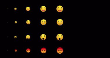 Alfa kanalındaki tüm emojilerin tepkisi 4K. Tüm canlı yayınlar için sosyal medya canlı yayın reaksiyonu. Sosyal medya canlı yayın, canlı sohbet, canlı stil canlandırma simgesi ve sohbet tepkileri.