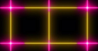 Selamlar, reklamlar, gece kulüpleri ve kutlamalar için 4K neon tasarım hattı animasyonu. Siyah arka planda serin tasarım animasyonu. 4K Teknoloji video materyali animasyonu.