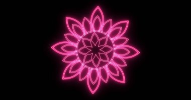 Neon soyut çiçek tasarımı animasyonu arka plan. Neon soyut tasarım animasyonu selamlama, gece kulüpleri ve etkinlik kutlamaları için. Herhangi bir videoda kullanması kolay. Teknoloji video materyali animasyonu.