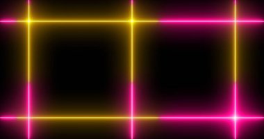 Selamlar, reklamlar, gece kulüpleri ve kutlamalar için neon tasarım hattı animasyonu. Siyah arka planda serin tasarım animasyonu. 4K Teknoloji video materyali animasyonu.