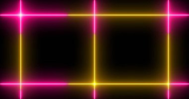 Selamlar, reklamlar, gece kulüpleri ve kutlamalar için neon tasarım hattı animasyonu. Siyah arka planda serin tasarım animasyonu. 4K Teknoloji video materyali animasyonu.