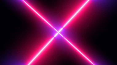 Selamlar, reklamlar, gece kulüpleri ve kutlamalar için neon soyut tasarım çizgisi animasyonu. Siyah arkaplandaki havalı tasarım çizgisi animasyonu. Teknoloji video animasyonu..