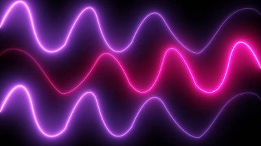 Neon tasarım çizgileri selamlama, gece kulübü ve olay kutlamaları için animasyon. Siyah arkaplanda soyut neon tasarım hattı animasyonu. Kullanımı kolay. Teknoloji video animasyonu..