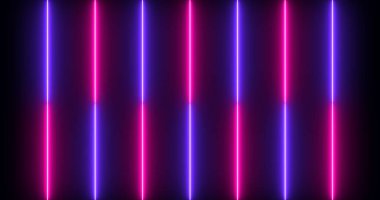 Siyah bir arkaplanda serin neon tasarım çizgileri animasyonu. Selamlar, gece kulübü, çevrimiçi dükkan, blog, web, reklam, kafe ve otel için neon tasarım hattı animasyonu. Teknoloji video materyali animasyonu.