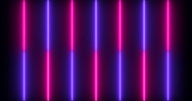 Siyah bir arkaplanda serin neon tasarım çizgileri animasyonu. Selamlar, gece kulübü, çevrimiçi dükkan, blog, web, reklam, kafe ve otel için neon tasarım hattı animasyonu. Teknoloji video materyali animasyonu.