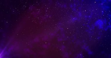 Yıldız ve renkli arkaplanlı 4K uzay galaksisi. Galaksi uzayı arka plan kamerası galaksi ve nebula boyunca uçuyor. Herhangi bir videoda kullanması kolay. Uzayda seyahat ederken yavaş canlandırılmış arkaplan.