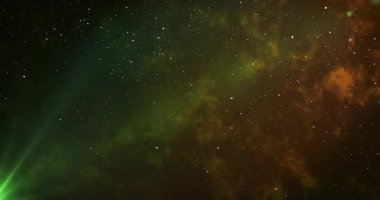 Yıldız ve renkli arkaplanlı 4K uzay galaksisi. Galaksi uzayı arka plan kamerası galaksi ve nebula boyunca uçuyor. Herhangi bir videoda kullanması kolay. Uzayda seyahat ederken yavaş canlandırılmış arkaplan.