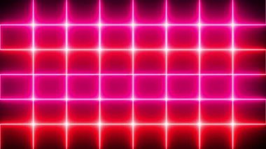 Siyah arka planda serin tasarım animasyonu. Selamlar, reklamlar, gece kulüpleri ve kutlamalar için 4K neon tasarım hattı animasyonu. 4K Teknoloji video materyali animasyonu.