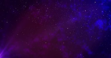 Yıldız ve renkli arkaplanlı 4K uzay galaksisi. Galaksi uzayı arka plan kamerası galaksi ve nebula boyunca uçuyor. Herhangi bir videoda kullanması kolay. Uzayda seyahat ederken yavaş canlandırılmış arkaplan.