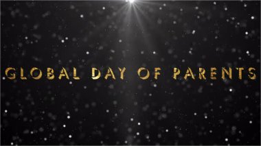 4K 'de ışıldayan parçacıklar içeren Küresel Ebeveynler Günü. Kopya alanı ile Genel Ebeveynler Günü BG. Tebrik kartları, sosyal medya paylaşımları ve reklamlar için Veli Günü BG.