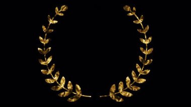 Laurel çelenk ödülü 4K 'de fotokopi alanı ile birlikte. Lüks altın ışık serisi. Satış, Sosyal ağlar, pazarlama ve sahneler için altın ödül animasyonu. Altın Ödül Çelenk Animasyonu. Ödül töreni arkaplanı 