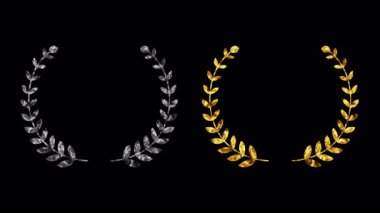 Laurel çelenk ödülü 4K 'de fotokopi alanı ile birlikte. Lüks altın ışık serisi. Satış, Sosyal ağlar, pazarlama ve sahneler için altın ödül animasyonu. Altın Ödül Çelenk Animasyonu. Ödül töreni arkaplanı 