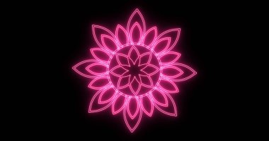 Neon soyut çiçek tasarımı animasyonu arka plan. Neon soyut tasarım animasyonu selamlama, gece kulüpleri ve etkinlik kutlamaları için. Herhangi bir videoda kullanması kolay. Teknoloji video materyali animasyonu.