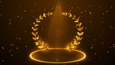 Laurel çelenk ödülü kopyası.Lüks altın parçacık ve ışık serisi ödülü Satış, Sosyal Ağlar, Pazarlama ve sahne için BG altın ödül animasyonu.