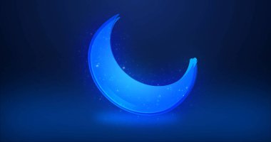 Işıltılı Ay animasyonu. Ramazan Kareem, Kurban Bayramı, Kurban Bayramı, El-Adha, reklamlar ve Sosyal Medya için parlak bir gelecek. Renkli Parçacıklar