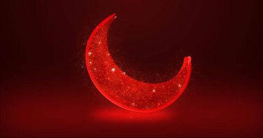 Işıltılı Ay animasyonu. Ramazan Kareem, Kurban Bayramı, Kurban Bayramı, El-Adha, reklamlar ve Sosyal Medya için parlak bir gelecek. Renkli Parçacıklar