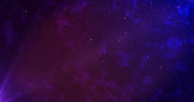 Yıldız ve renkli arkaplanlı 4K uzay galaksisi. Galaksi uzayı arka plan kamerası galaksi ve nebula boyunca uçuyor. Herhangi bir videoda kullanması kolay. Uzayda seyahat ederken yavaş canlandırılmış arkaplan.