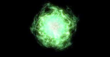 4K 'deki enerji dalgası teknolojisi geçmişi. Dijital iletişim, gelecek teknolojisi, bilim, veri alışverişi ve yapay zeka için parçacıklar ve enerji dalgaları. Gelecek veri ağı arka planı