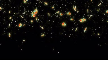 4K canlı yayın, canlı sohbet ve Live-style için harika emoji parçacığı. Sosyal medya arka planda aşağı doğru hareket eden emoji parçacıkları. Toz ışığı hareket eden parçacıkları parlaklaştırıyor. Soyut bir Parıltı BG.