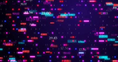 Fütürist Dijital Element Arkaplanı. Dijital Veri Aktarım Arkaplanı. İş Akışı, Veri Takası, Yerel Sistemler ve Dijital İletişim İçin Geleceğin Veri Ağı.