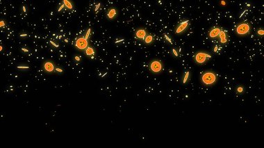 Canlı yayın, canlı sohbet ve canlı yayın için harika emoji parçacıkları. Sosyal medya arka planda aşağı doğru hareket eden harika emoji parçacıkları. Toz ışığı hareket eden parçacıkları parlaklaştırıyor. Soyut bir Parıltı BG.