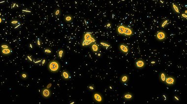 Canlı yayın, canlı sohbet ve canlı yayın için harika emoji parçacıkları. Sosyal medya arka planda aşağı doğru hareket eden harika emoji parçacıkları. Toz ışığı hareket eden parçacıkları parlaklaştırıyor. Soyut bir Parıltı BG.