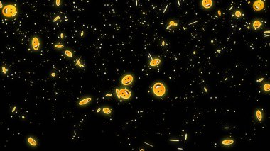 Canlı yayın, canlı sohbet ve canlı yayın için harika emoji parçacıkları. Sosyal medya arka planda aşağı doğru hareket eden harika emoji parçacıkları. Toz ışığı hareket eden parçacıkları parlaklaştırıyor. Soyut bir Parıltı BG.