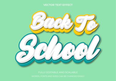 Okula Dönüşte 3B Metin Efekti Sözcük Yazı Tipi Grafiği