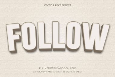 3D Text Effect in Follow Word Font Style Graphic clipart