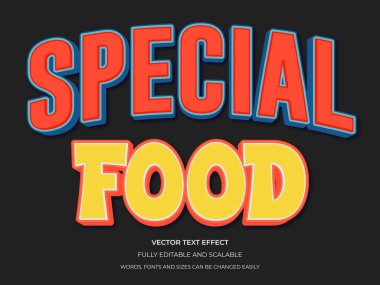 Özel Gıda Kelimesi Yazı Tipi Grafiksel 3B Metin Efekti