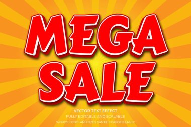 3B Metin Efekti Mega Satış Kelimesi Yazı Tipi Grafiği