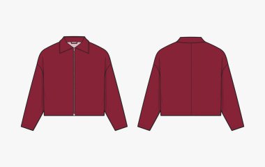 Eşofman altı ceket sweatshirt teknik taslak çizim vektör çizim şablonu. Teknik çizim tasarımı, ön ve arka moda teknik çizim şablonu. Vektör illüstrasyonu.