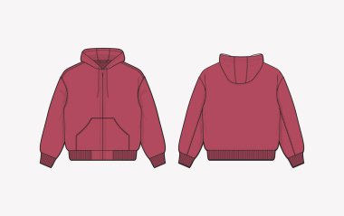 Okul ceketi vektör tasarımı. Teknik çizim çizim tasarımı. Ön ve arka. Moda teknik çizim şablonu. Vektör illüstrasyonu.