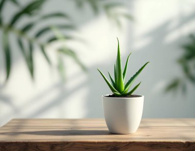 Aloe Vera 'nın bitkisi beyaz arka planda izole bir tencerede.