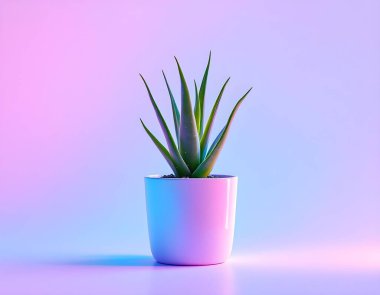 Aloe Vera 'nın bitkisi beyaz arka planda izole bir tencerede.