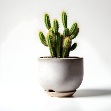 Renkli bir arka planda bir saksıda kaktüs