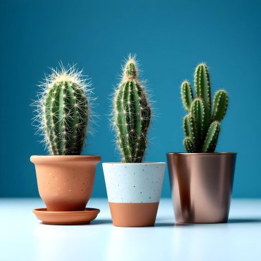 Renkli bir arka planda bir saksıda kaktüs