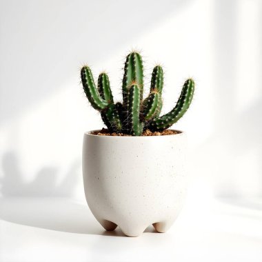 Renkli bir arka planda bir saksıda kaktüs