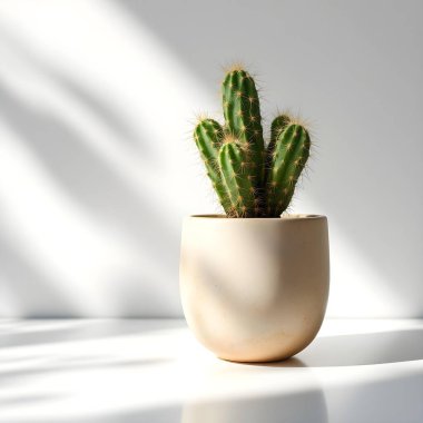 Renkli bir arka planda bir saksıda kaktüs