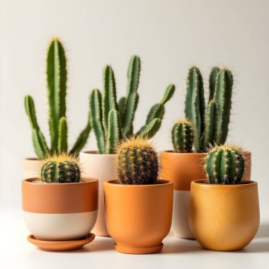 Renkli bir arka planda bir saksıda kaktüs