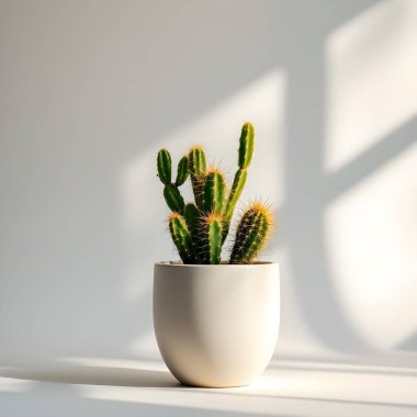 Renkli bir arka planda bir saksıda kaktüs