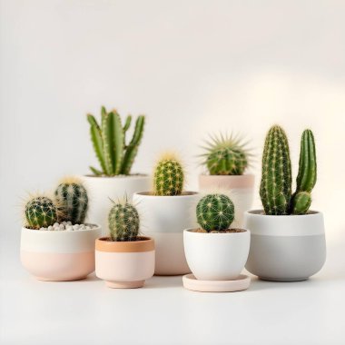 Renkli bir arka planda bir saksıda kaktüs