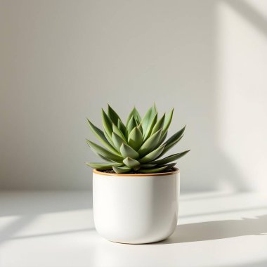 Minimalist beyaz bir arka planda tencerede izole edilmiş bitki çiçeği.