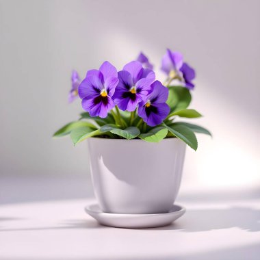 Minimalist beyaz bir arka planda tencerede izole edilmiş bitki çiçeği.