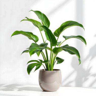 Minimalist beyaz bir arka planda tencerede izole edilmiş bitki çiçeği.