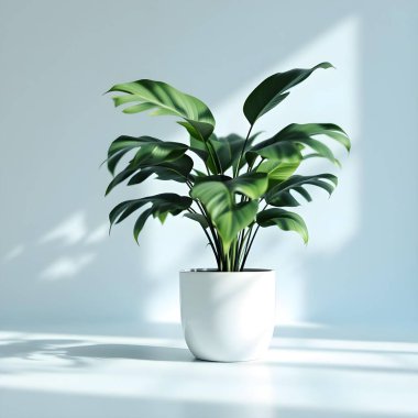 Minimalist beyaz bir arka planda tencerede izole edilmiş bitki çiçeği.