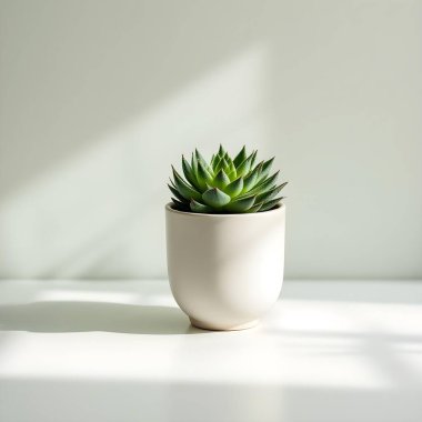 Minimalist beyaz bir arka planda tencerede izole edilmiş bitki çiçeği.